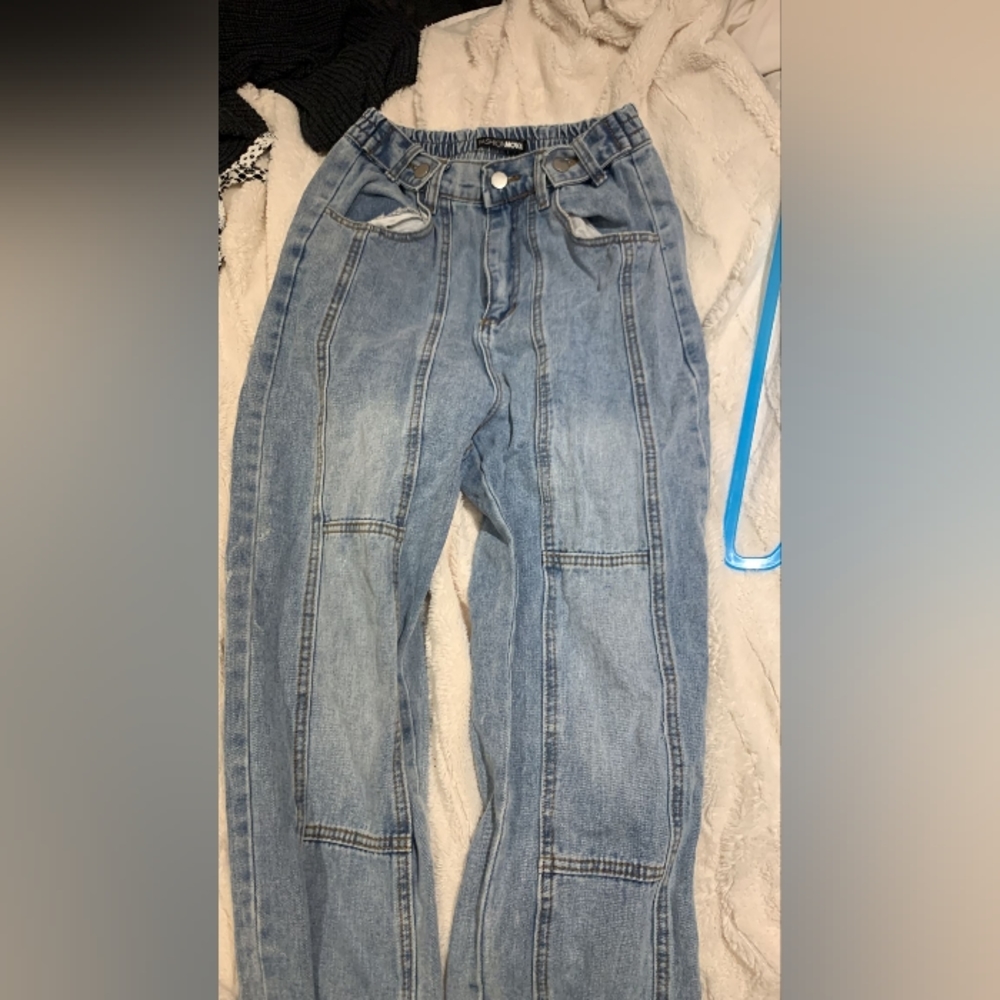 Fashion Nova Denim Cargo Pants Size Medium
